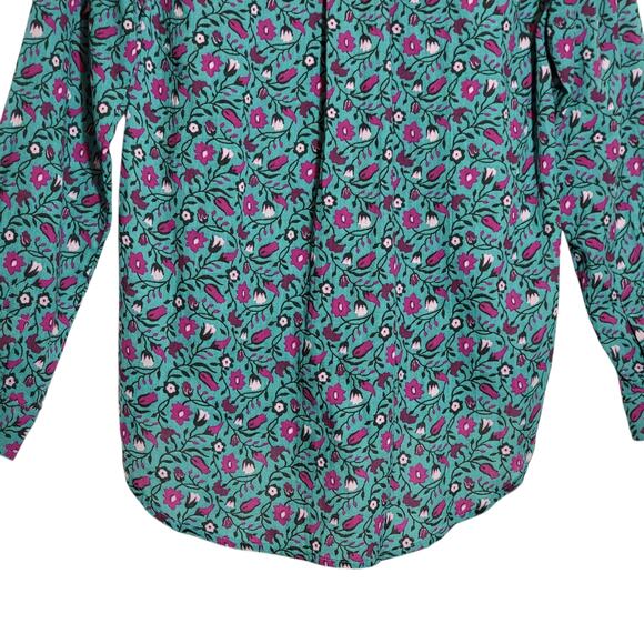 Sundance Floral Joy Button Down Shirt Long Sleeve Blue Purple Green Boho Size S - Picture 10 of 15